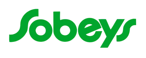 The image shows the Sobeys logo, featuring the word Sobeys in bold, green, lowercase letters with a modern, streamlined font.